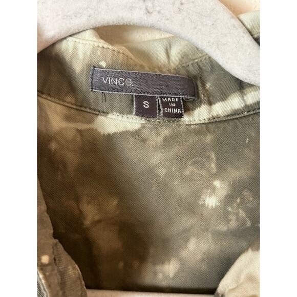 Vince 100% Cotton Button Up Utility Pocket Olive Bleached Dye Long Sleeve Shirt - Picture 7 of 7